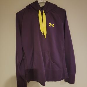 Under Armour Men's Dark Purple Hoodie with Yellow Accents